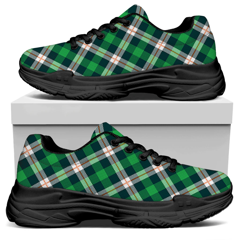Saint Patrick's Day Irish Tartan Print Black Chunky Shoes