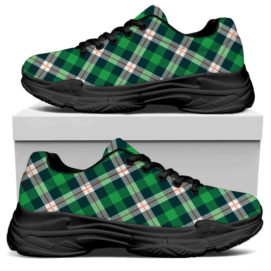 Saint Patrick's Day Irish Tartan Print Black Chunky Shoes