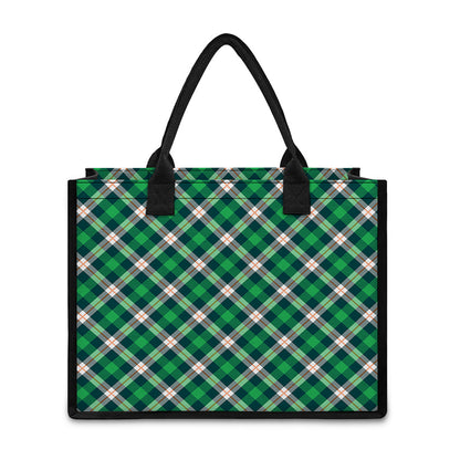 Saint Patrick's Day Irish Tartan Print Canvas Tote Bag