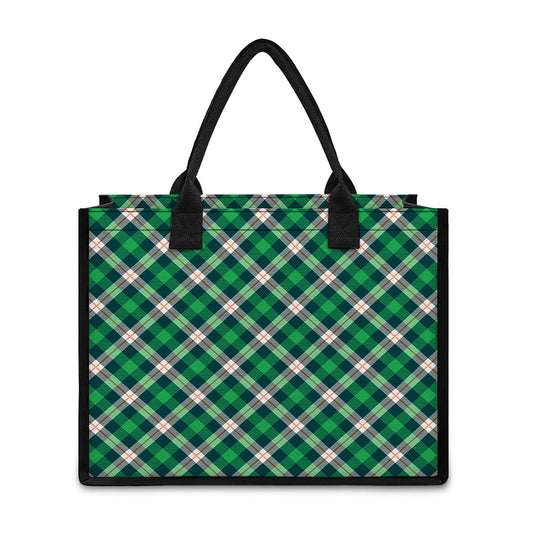 Saint Patrick's Day Irish Tartan Print Canvas Tote Bag