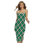 Saint Patrick's Day Irish Tartan Print Cross Back Cami Dress