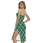 Saint Patrick's Day Irish Tartan Print Cross Back Cami Dress