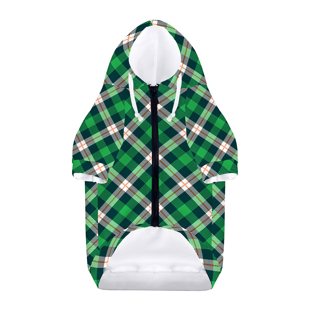Saint Patrick's Day Irish Tartan Print Dog Zip Up Hoodie