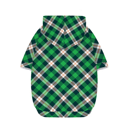 Saint Patrick's Day Irish Tartan Print Dog Zip Up Hoodie