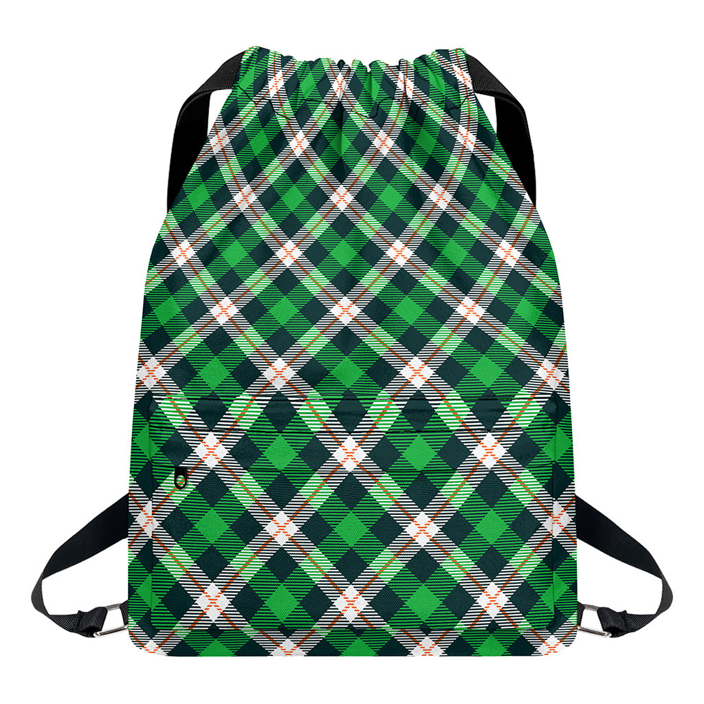 Saint Patrick's Day Irish Tartan Print Drawstring Backpack