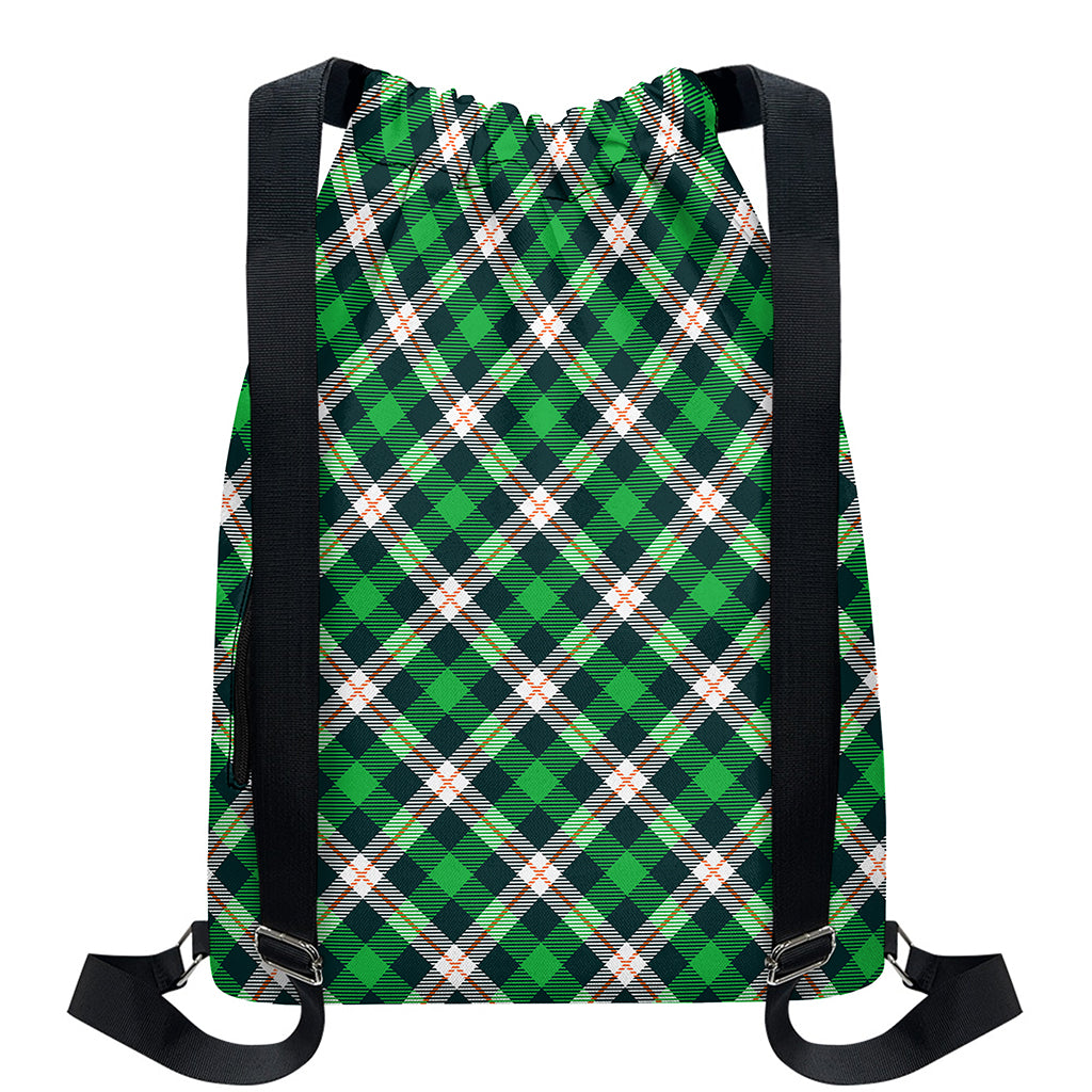 Saint Patrick's Day Irish Tartan Print Drawstring Backpack