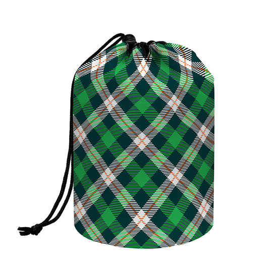 Saint Patrick's Day Irish Tartan Print Drawstring Makeup Bag