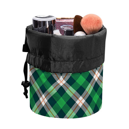 Saint Patrick's Day Irish Tartan Print Drawstring Makeup Bag