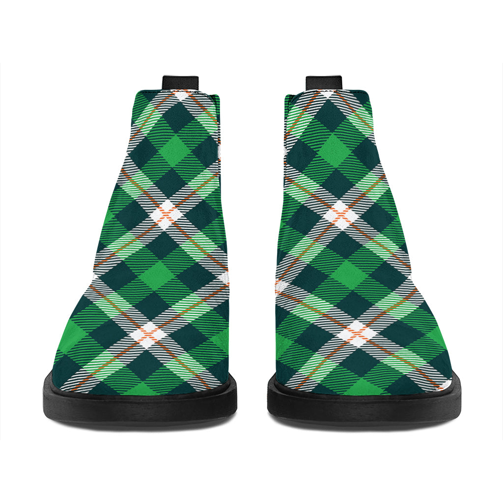 Saint Patrick's Day Irish Tartan Print Flat Ankle Boots