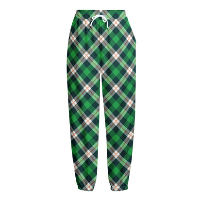 Saint Patrick's Day Irish Tartan Print Fleece Lined Knit Pants
