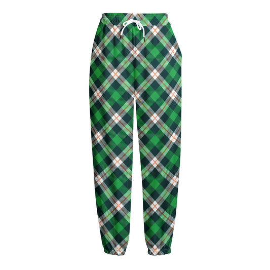 Saint Patrick's Day Irish Tartan Print Fleece Lined Knit Pants