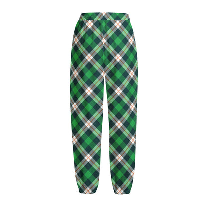 Saint Patrick's Day Irish Tartan Print Fleece Lined Knit Pants