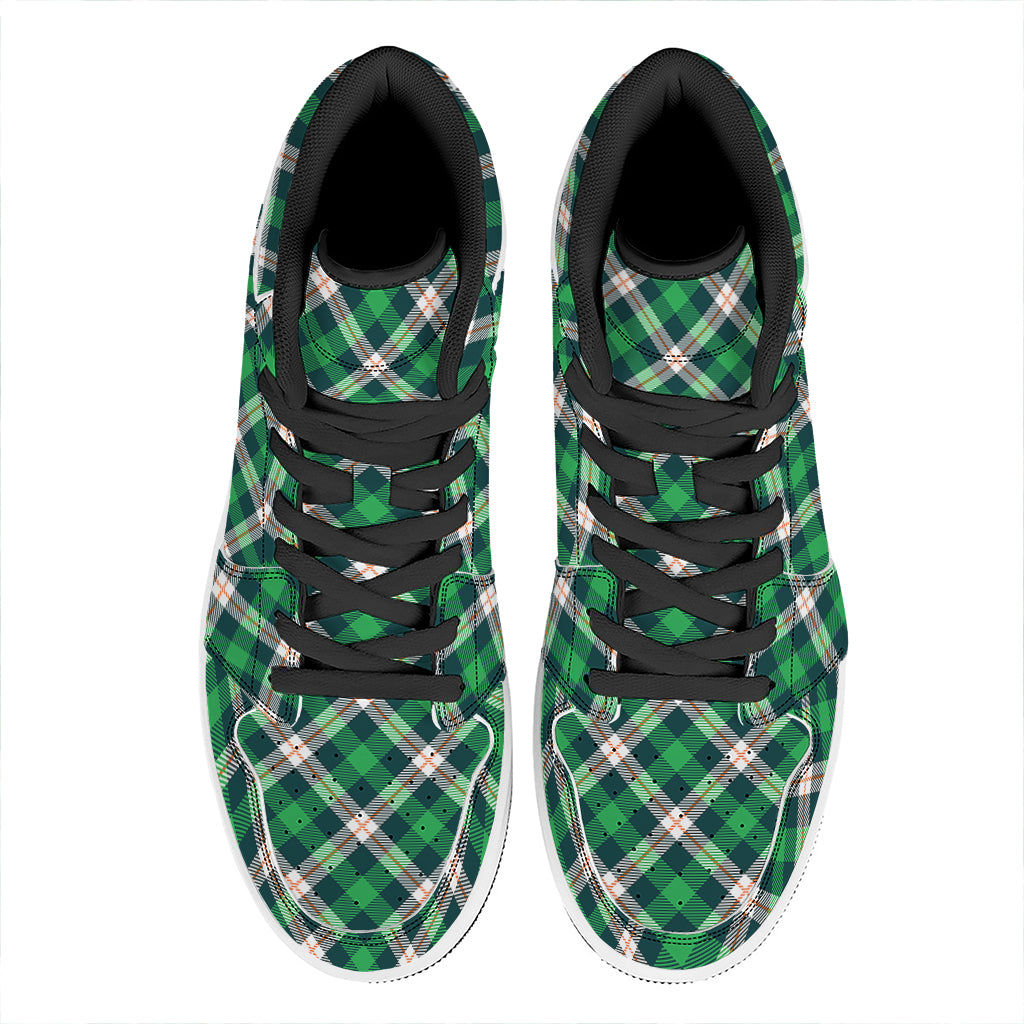 Saint Patrick's Day Irish Tartan Print High Top Leather Sneakers