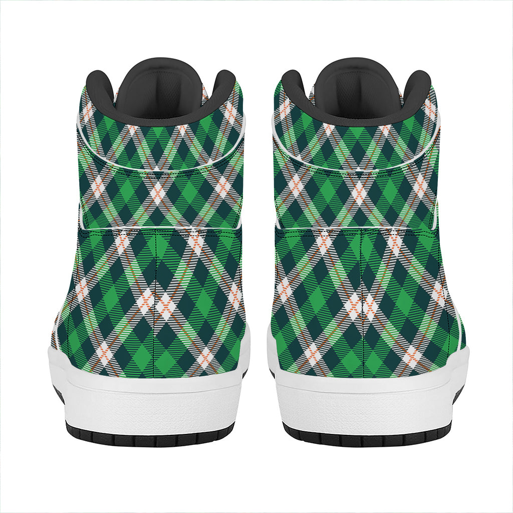 Saint Patrick's Day Irish Tartan Print High Top Leather Sneakers