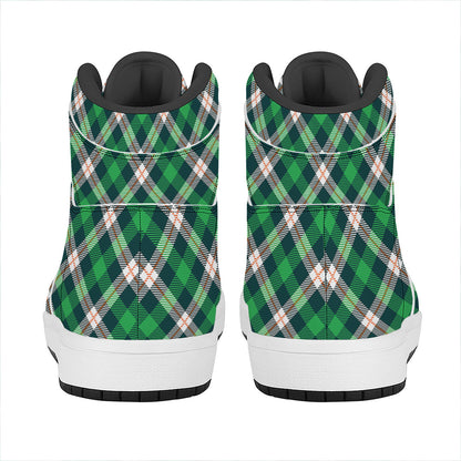 Saint Patrick's Day Irish Tartan Print High Top Leather Sneakers