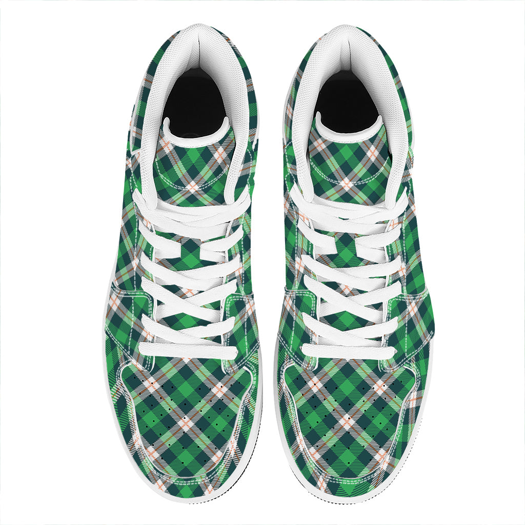 Saint Patrick's Day Irish Tartan Print High Top Leather Sneakers