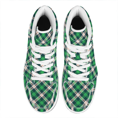 Saint Patrick's Day Irish Tartan Print High Top Leather Sneakers