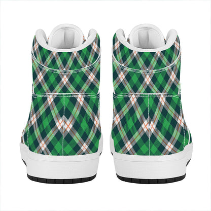 Saint Patrick's Day Irish Tartan Print High Top Leather Sneakers