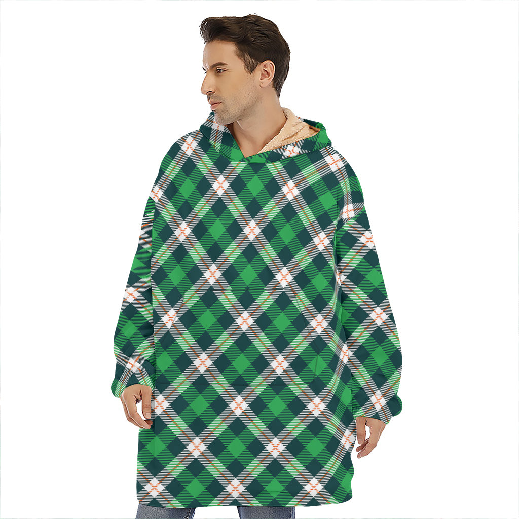 Saint Patrick's Day Irish Tartan Print Hoodie Blanket
