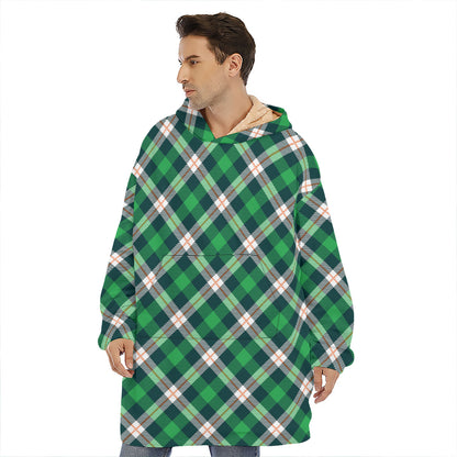Saint Patrick's Day Irish Tartan Print Hoodie Blanket