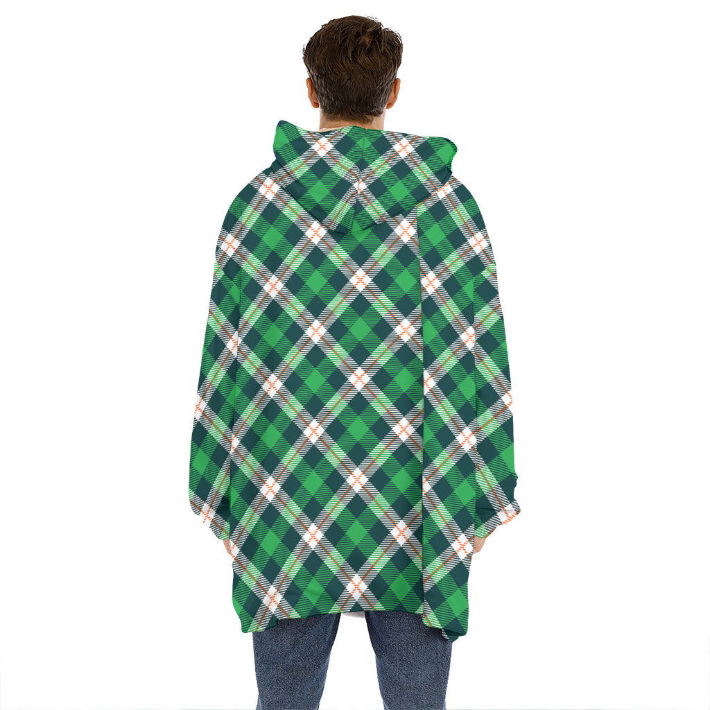 Saint Patrick's Day Irish Tartan Print Hoodie Blanket