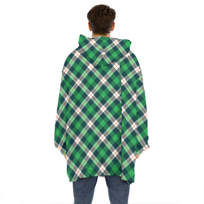Saint Patrick's Day Irish Tartan Print Hoodie Blanket