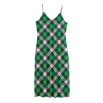 Saint Patrick's Day Irish Tartan Print Jersey Midi Cami Dress