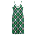 Saint Patrick's Day Irish Tartan Print Jersey Midi Cami Dress