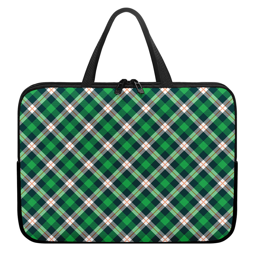 Saint Patrick's Day Irish Tartan Print Laptop Sleeve With Handle