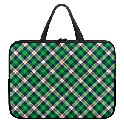 Saint Patrick's Day Irish Tartan Print Laptop Sleeve With Handle