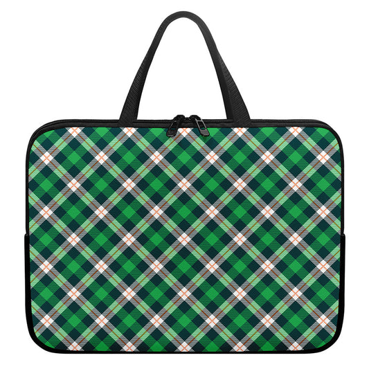 Saint Patrick's Day Irish Tartan Print Laptop Sleeve With Handle