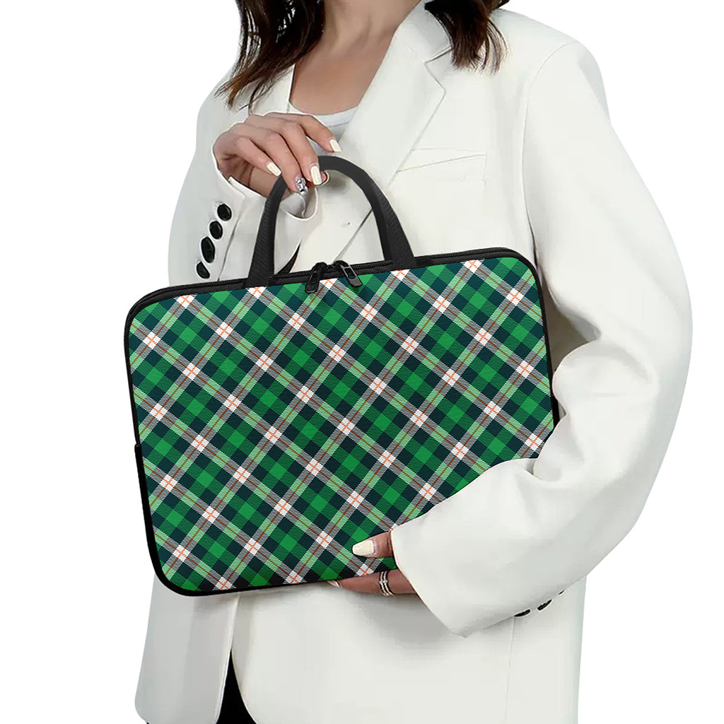 Saint Patrick's Day Irish Tartan Print Laptop Sleeve With Handle