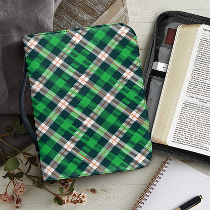 Saint Patrick's Day Irish Tartan Print Leather Bible Cover