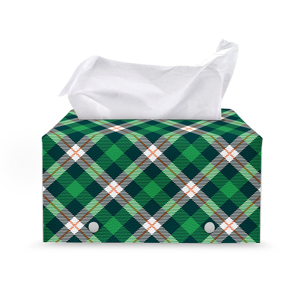 Saint Patrick's Day Irish Tartan Print Leather Tissue Box Cover