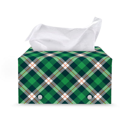 Saint Patrick's Day Irish Tartan Print Leather Tissue Box Cover