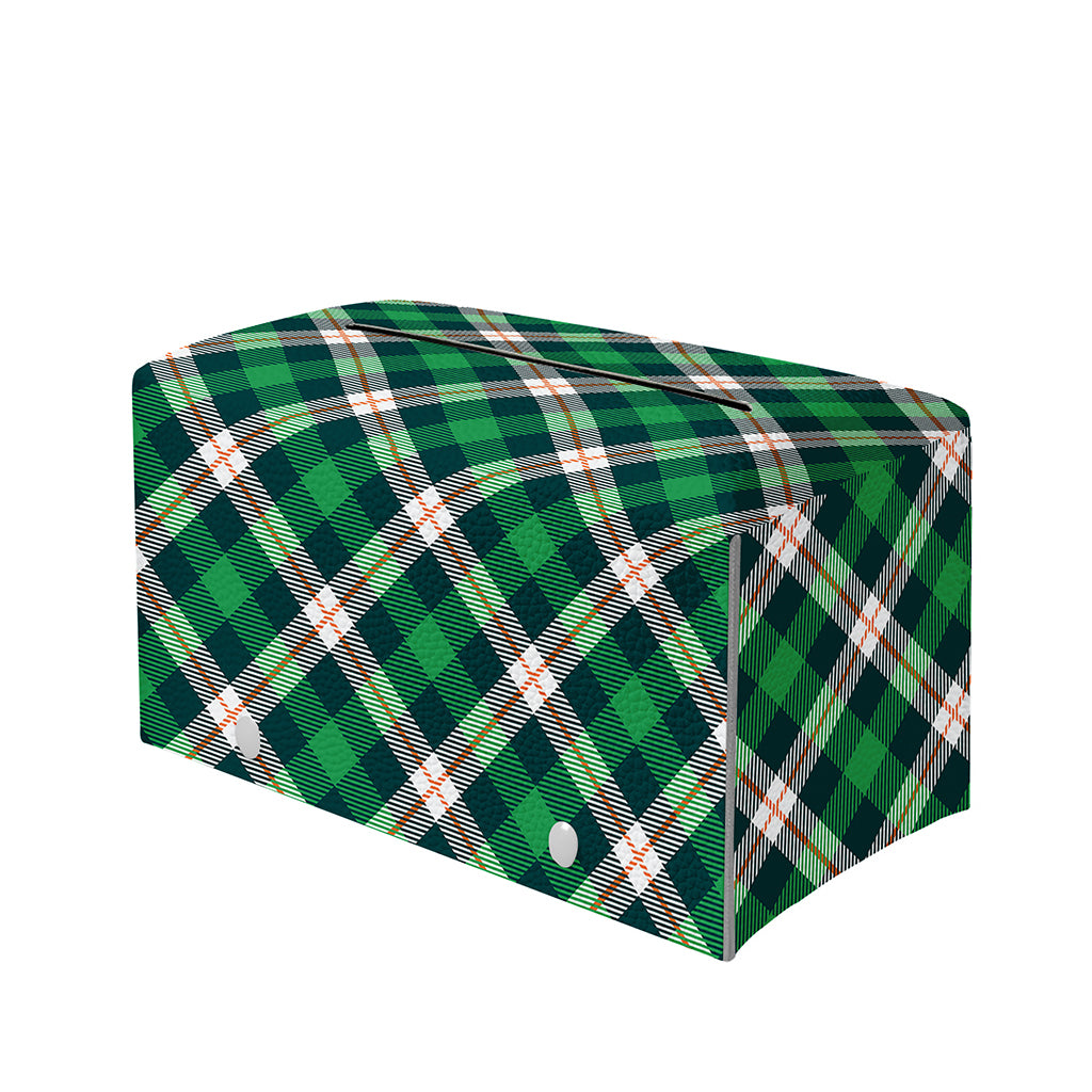Saint Patrick's Day Irish Tartan Print Leather Tissue Box Cover