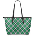 Saint Patrick's Day Irish Tartan Print Leather Tote Bag With Zipper