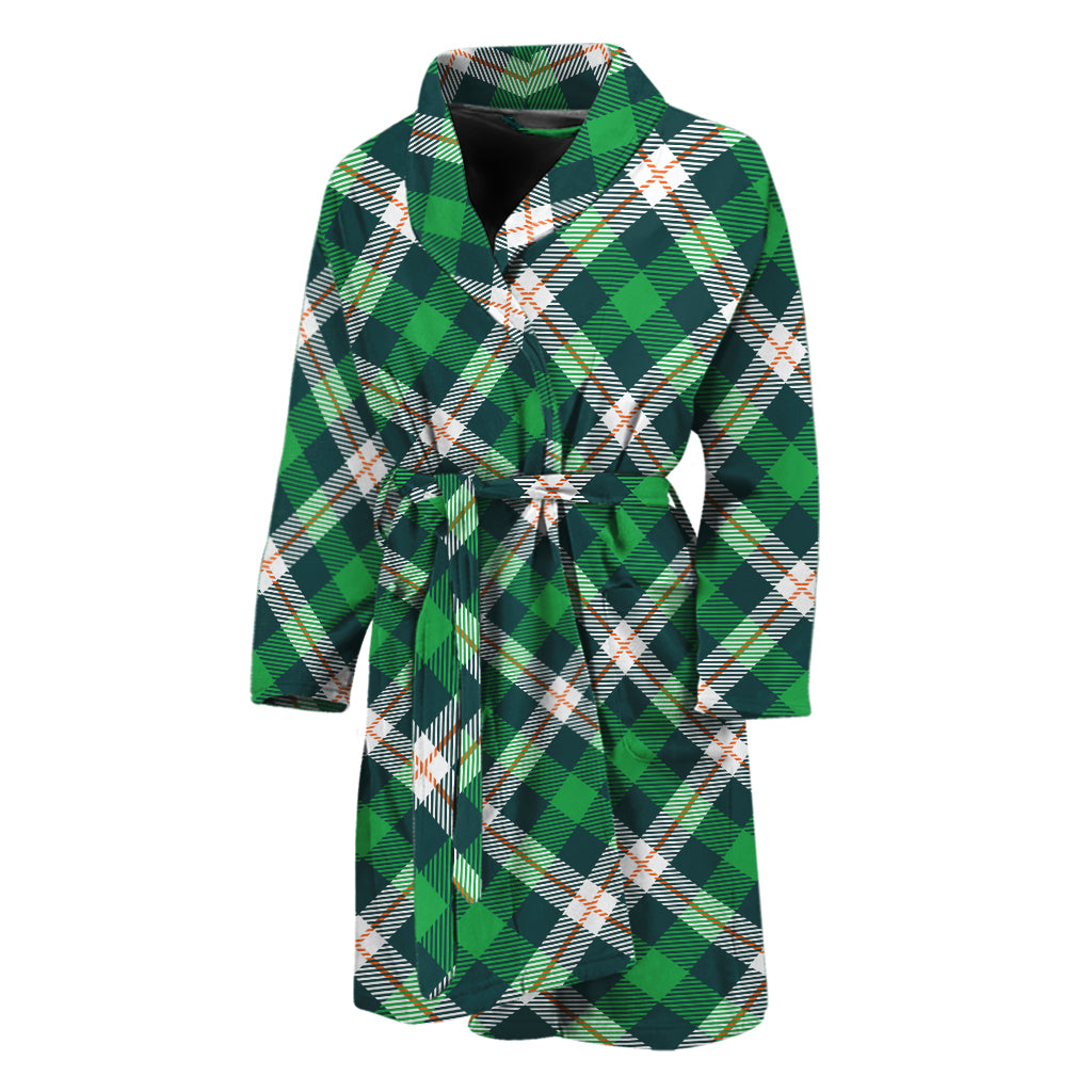 Saint Patrick's Day Irish Tartan Print Men's Bathrobe