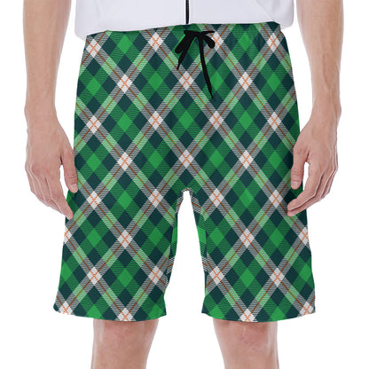 Saint Patrick's Day Irish Tartan Print Men's Beach Shorts