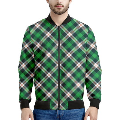 Saint Patrick's Day Irish Tartan Print Men's Bomber Jacket