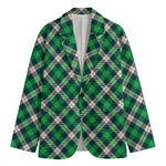 Saint Patrick's Day Irish Tartan Print Men's Cotton Blazer