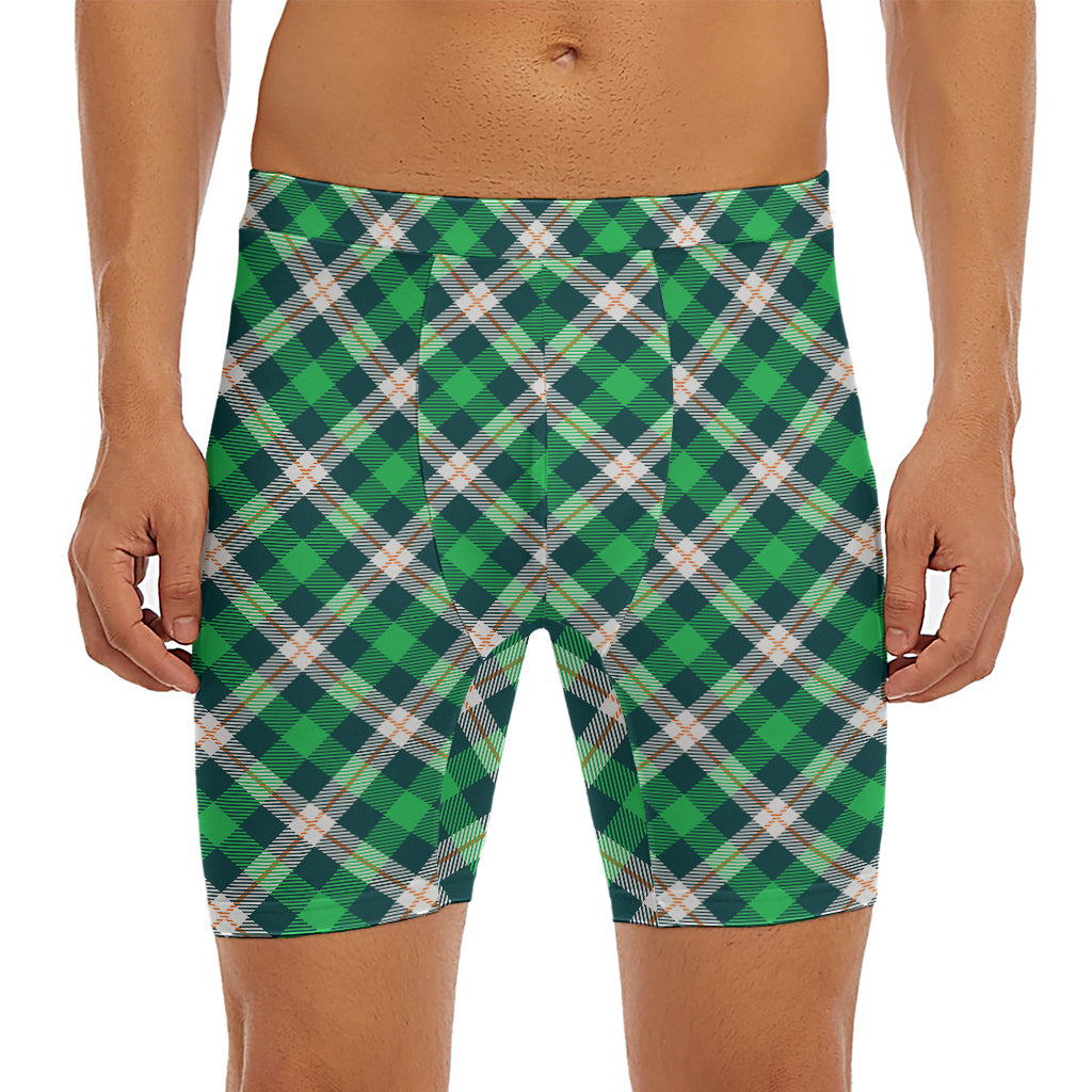 Saint Patrick's Day Irish Tartan Print Men's Long Boxer Briefs