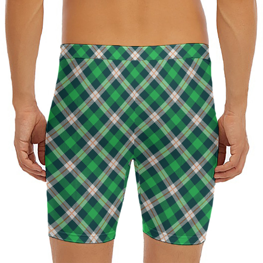 Saint Patrick's Day Irish Tartan Print Men's Long Boxer Briefs