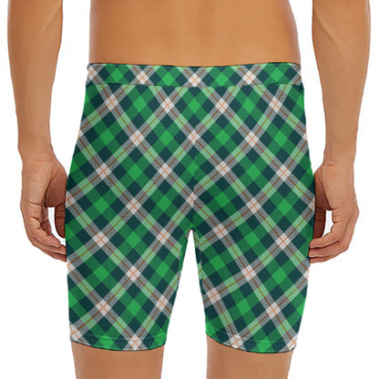 Saint Patrick's Day Irish Tartan Print Men's Long Boxer Briefs