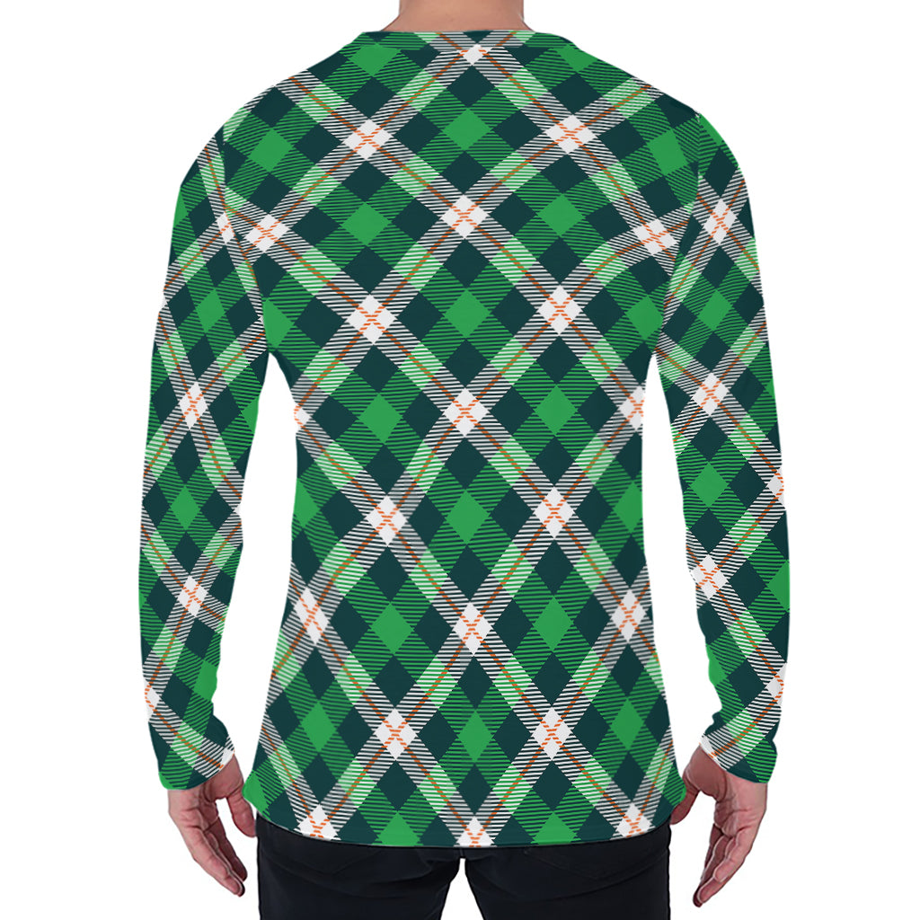 Saint Patrick's Day Irish Tartan Print Men's Long Sleeve T-Shirt