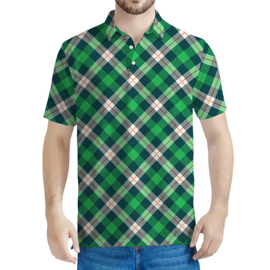 Saint Patrick's Day Irish Tartan Print Men's Polo Shirt
