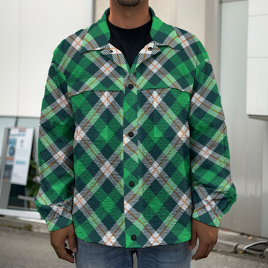 Saint Patrick's Day Irish Tartan Print Men's Shirt Jacket
