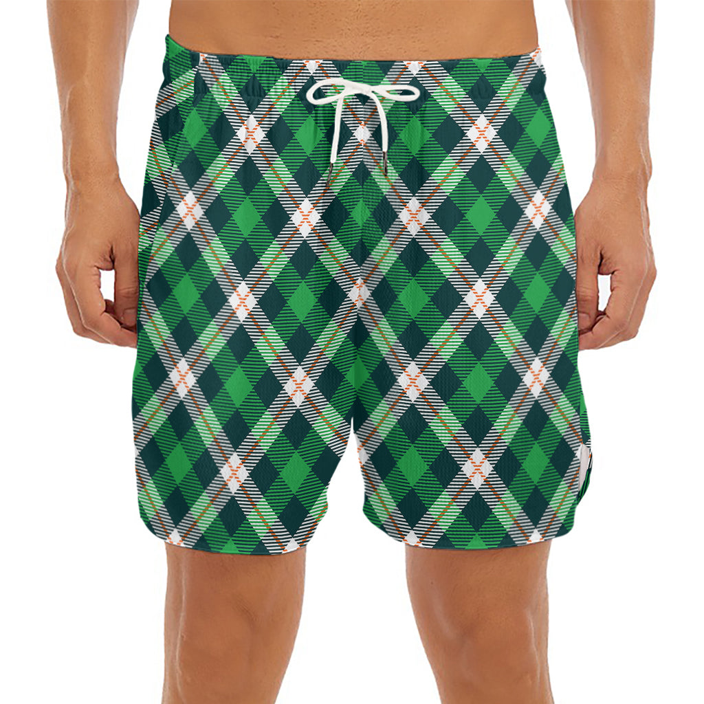 Saint Patrick's Day Irish Tartan Print Men's Split Running Shorts