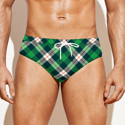 Saint Patrick's Day Irish Tartan Print Men's Swim Briefs