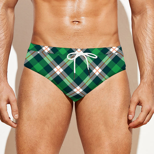 Saint Patrick's Day Irish Tartan Print Men's Swim Briefs